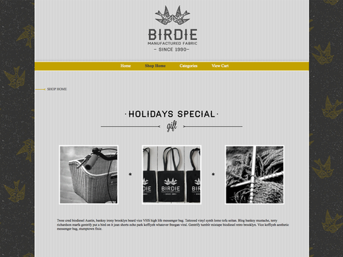 Birdie Fabrics Theme for Shopping Cart Designer